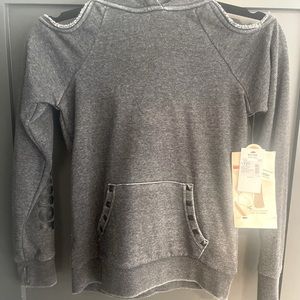 BUTTER cold shoulder lightning pullover hoodie